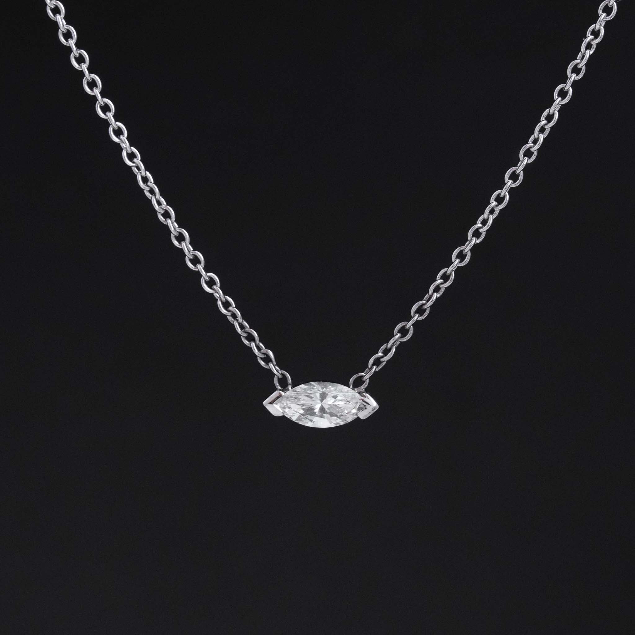 .45ct Marquise Cut Diamond Half-Bezel Pendant