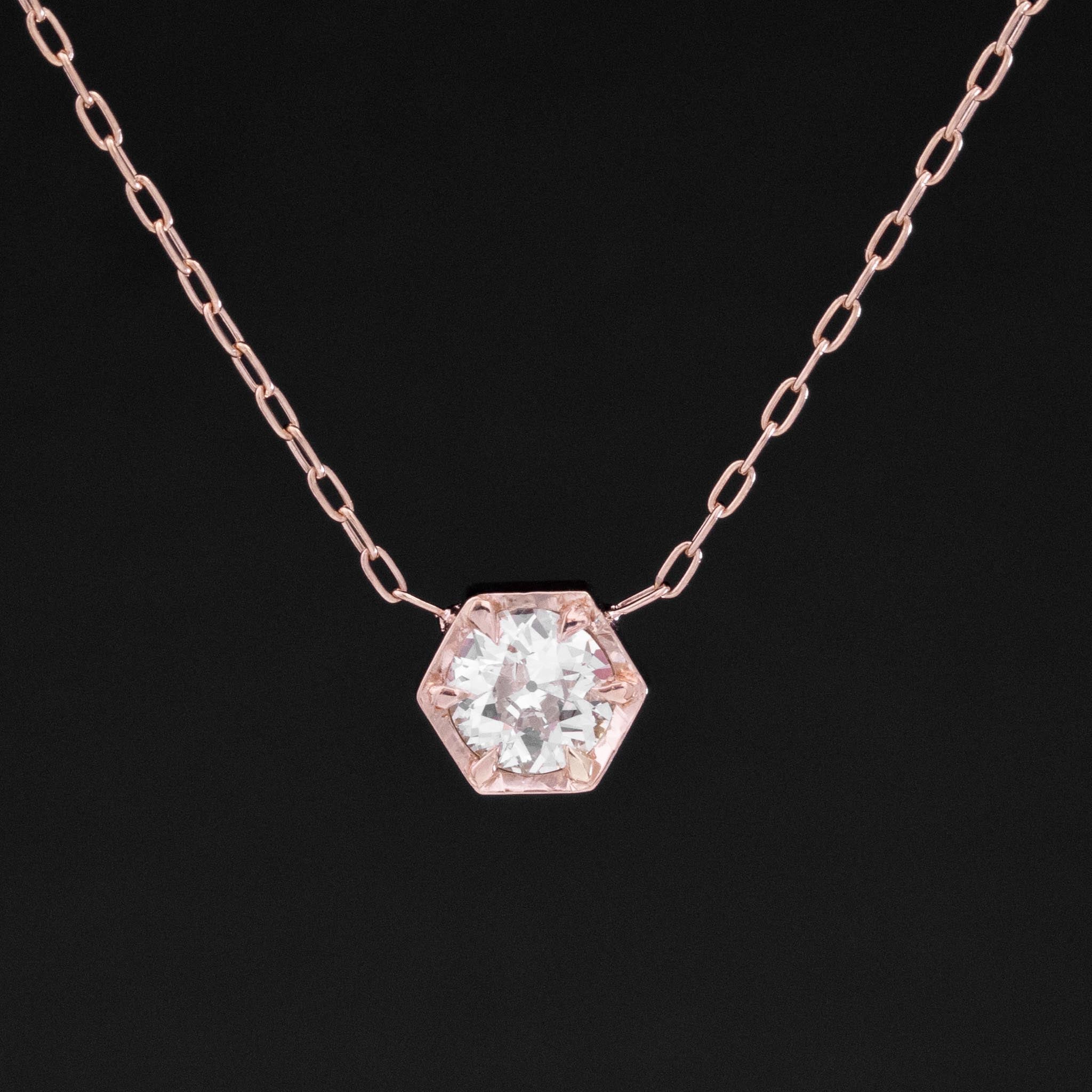.54ct Old European Cut Diamond Hexagonal Bezel Pendant