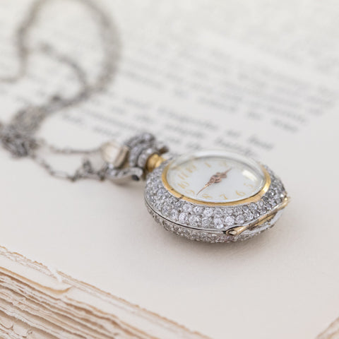 7.54ctw Edwardian Diamond Pendant Watch