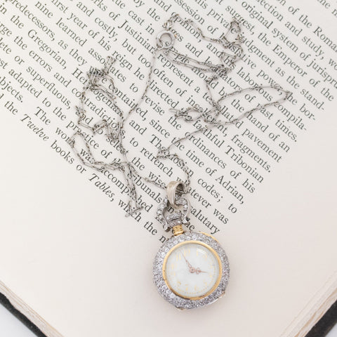 7.54ctw Edwardian Diamond Pendant Watch