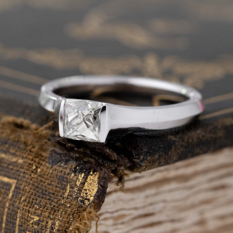 Half Bezel Emerald Cut diamond Engagement Ring In 14K Yellow Gold |  Fascinating Diamonds