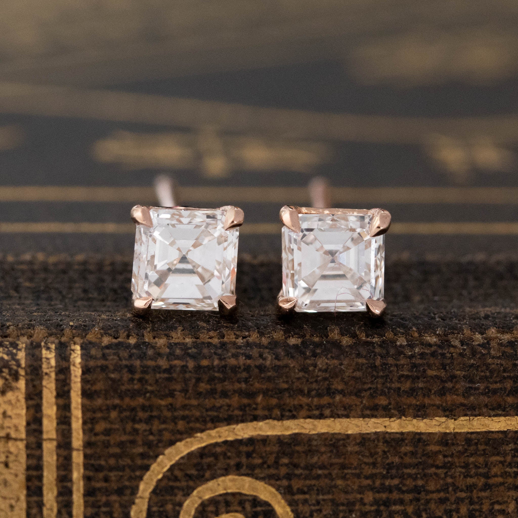 .78ctw Asscher Cut Diamond Martini Stud Earrings