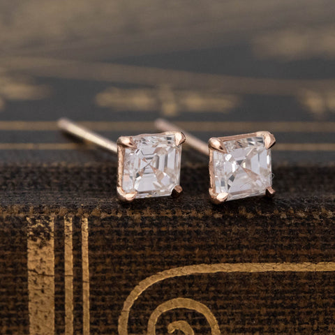 .78ctw Asscher Cut Diamond Martini Stud Earrings