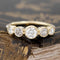 .93ctw Old European Cut Diamond Graduated 5-Stone Band with Old Mine Cut Diamonds in yellow gold, antique-inspired one-of-a-kind wedding band