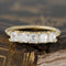 .94ctw Asscher Cut Diamond 5-Stone Band with Antique Diamonds in yellow gold, antique-inspired one-of-a-kind wedding band