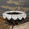 .96ctw Heart Cut Diamond 5-Stone Bezel Band with Antique Diamonds in platinum, antique-inspired one-of-a-kind wedding band
