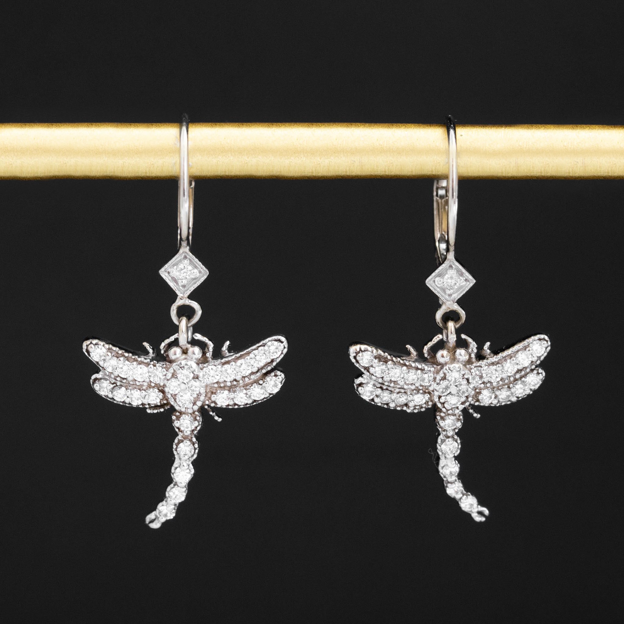 .60ctw Diamond Dragonfly Drop Earrings