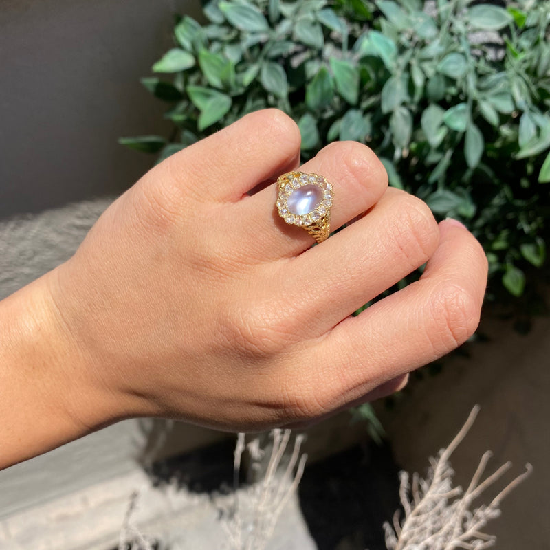 Moonstone engagement ring, rainbow moonstone,montana sapphire ring,pea –  Amunet Jewelry