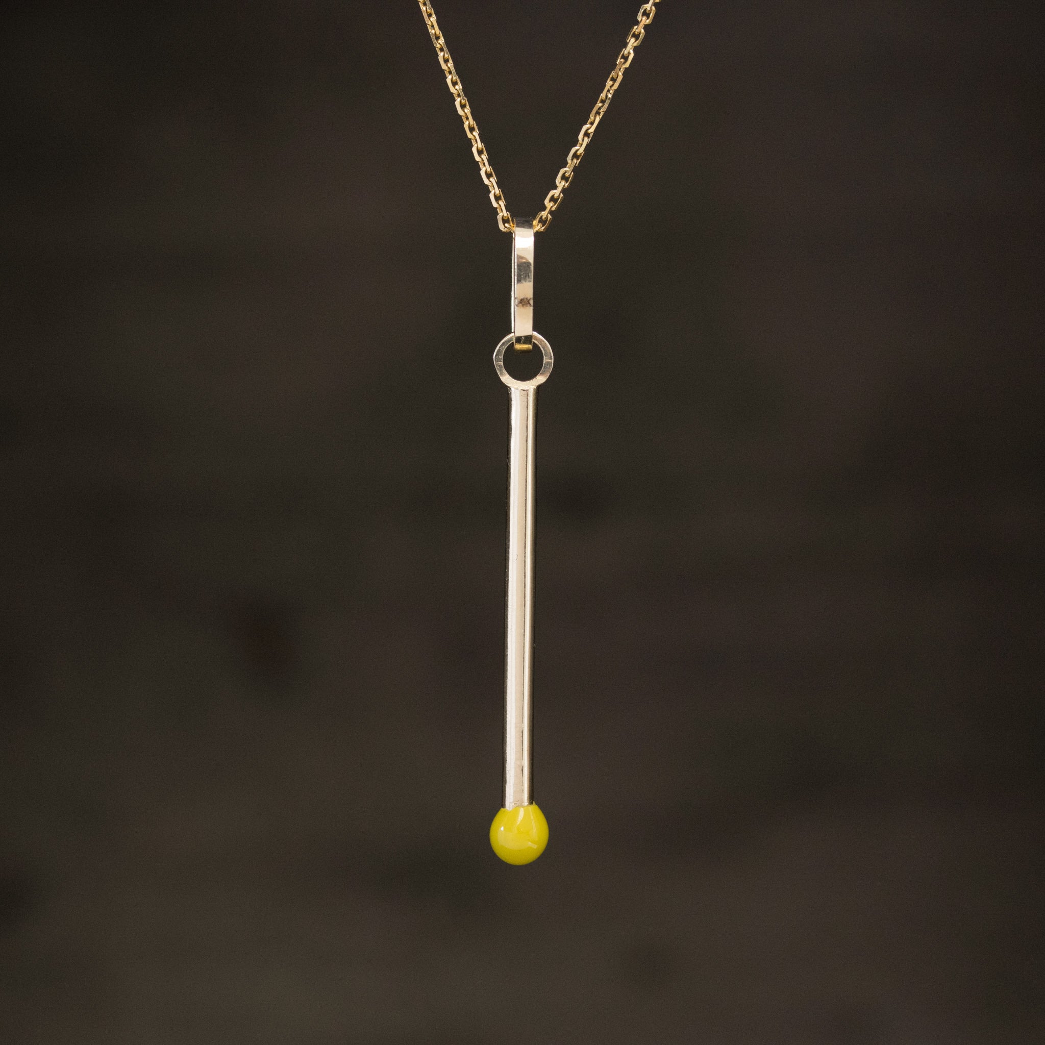 Yellow Enamel Matchstick Pendant/Charm