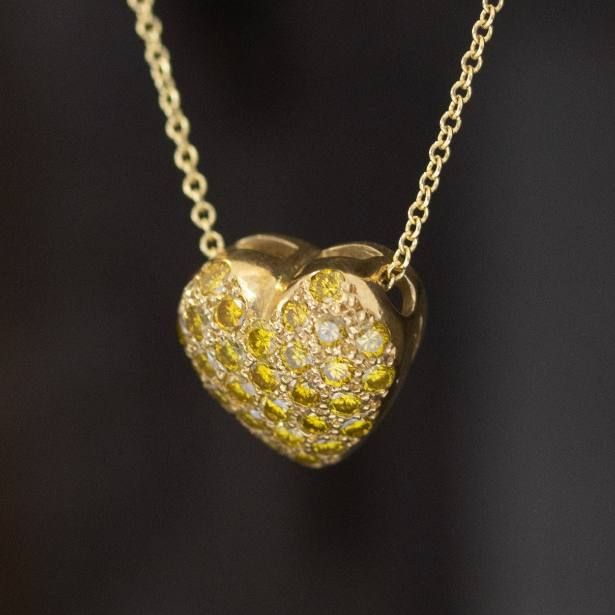 .58ctw Fancy Yellow Diamond Pave Heart Pendant