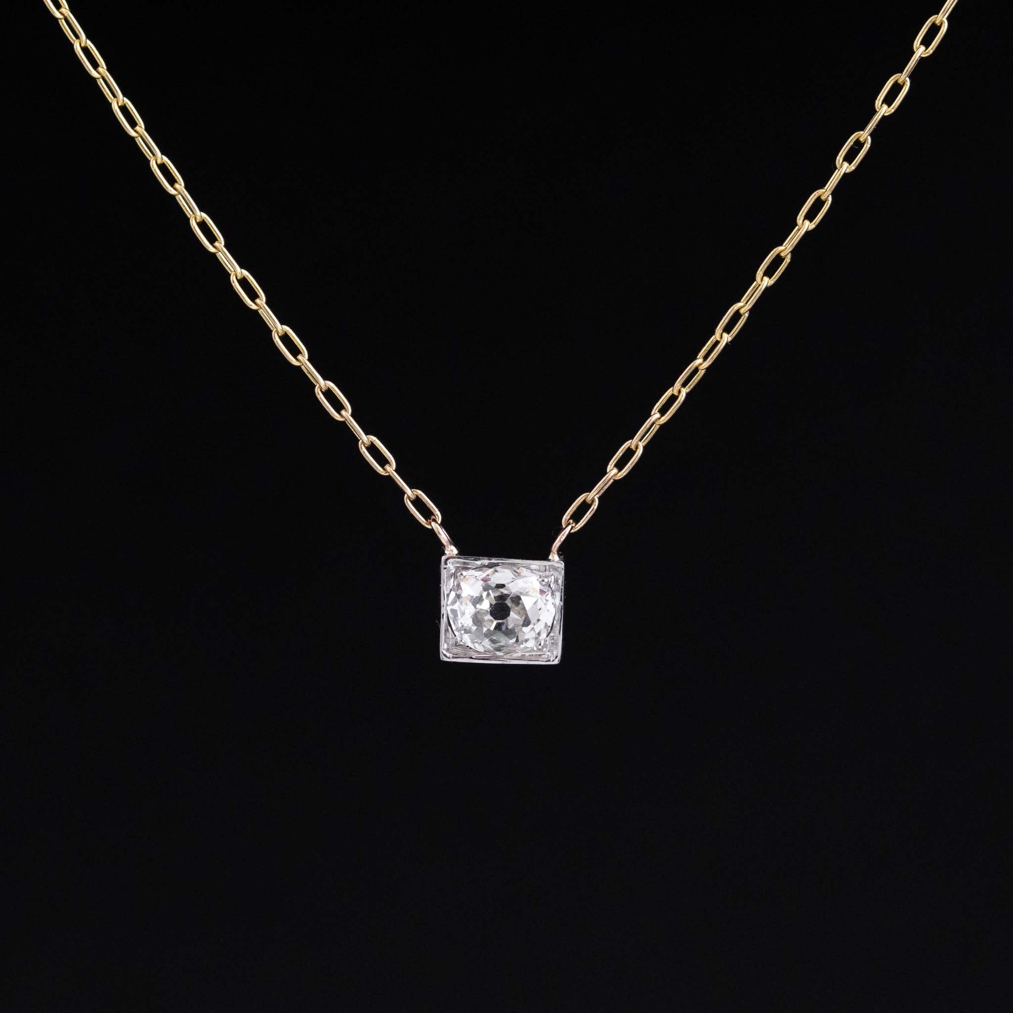 .32ct Antique Oval Mine Cut Diamond Conversion Pendant