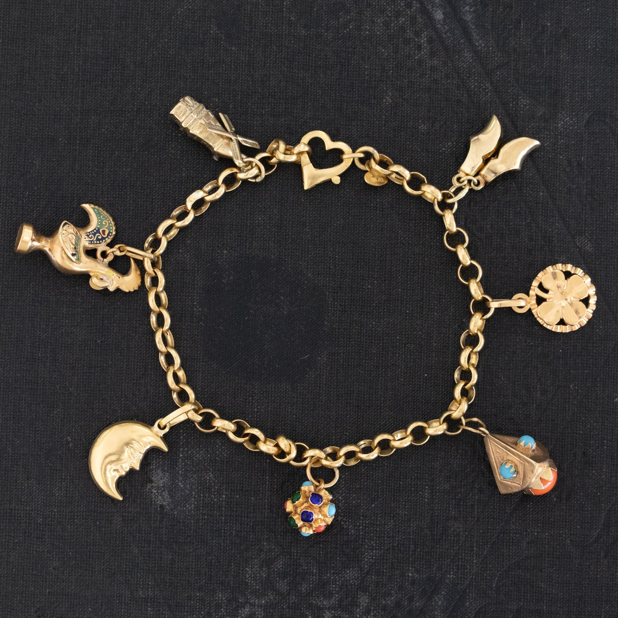 Vintage Yellow Gold Charm Bracelet