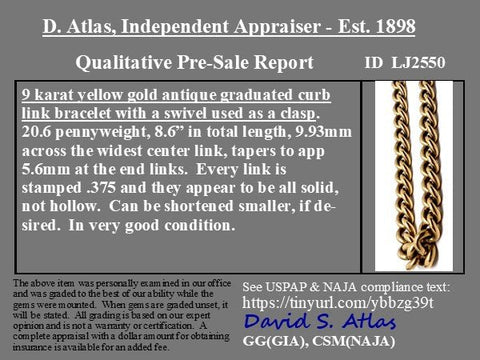 Antique Graduated Curb Link Bracelet