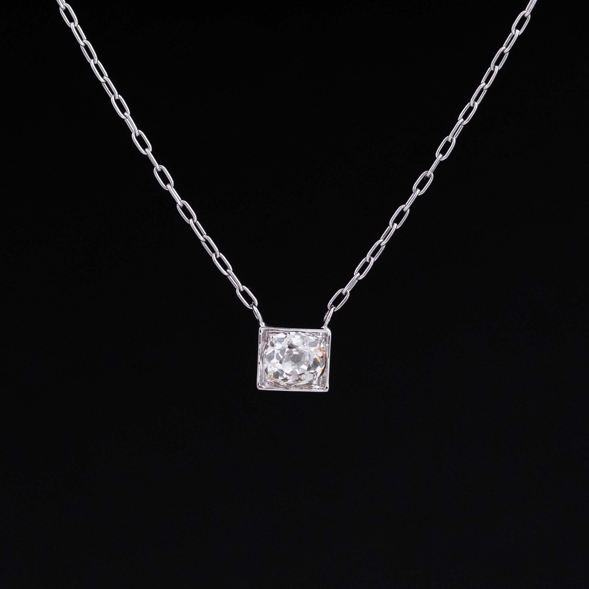 Antique Oval Mine Cut Diamond Pendant