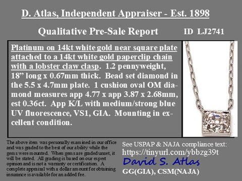 Antique Oval Mine Cut Diamond Pendant