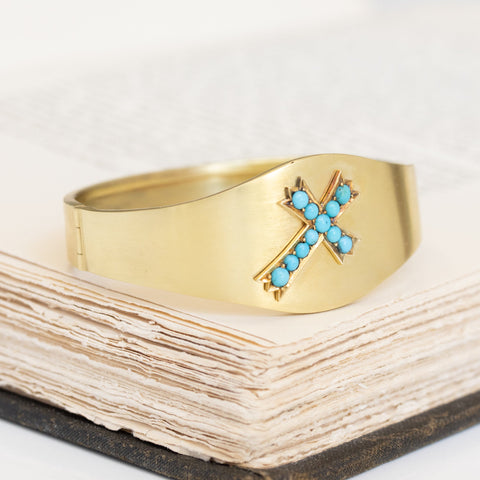 Antique Turquoise Cross Bangle