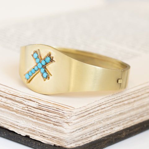 Antique Turquoise Cross Bangle