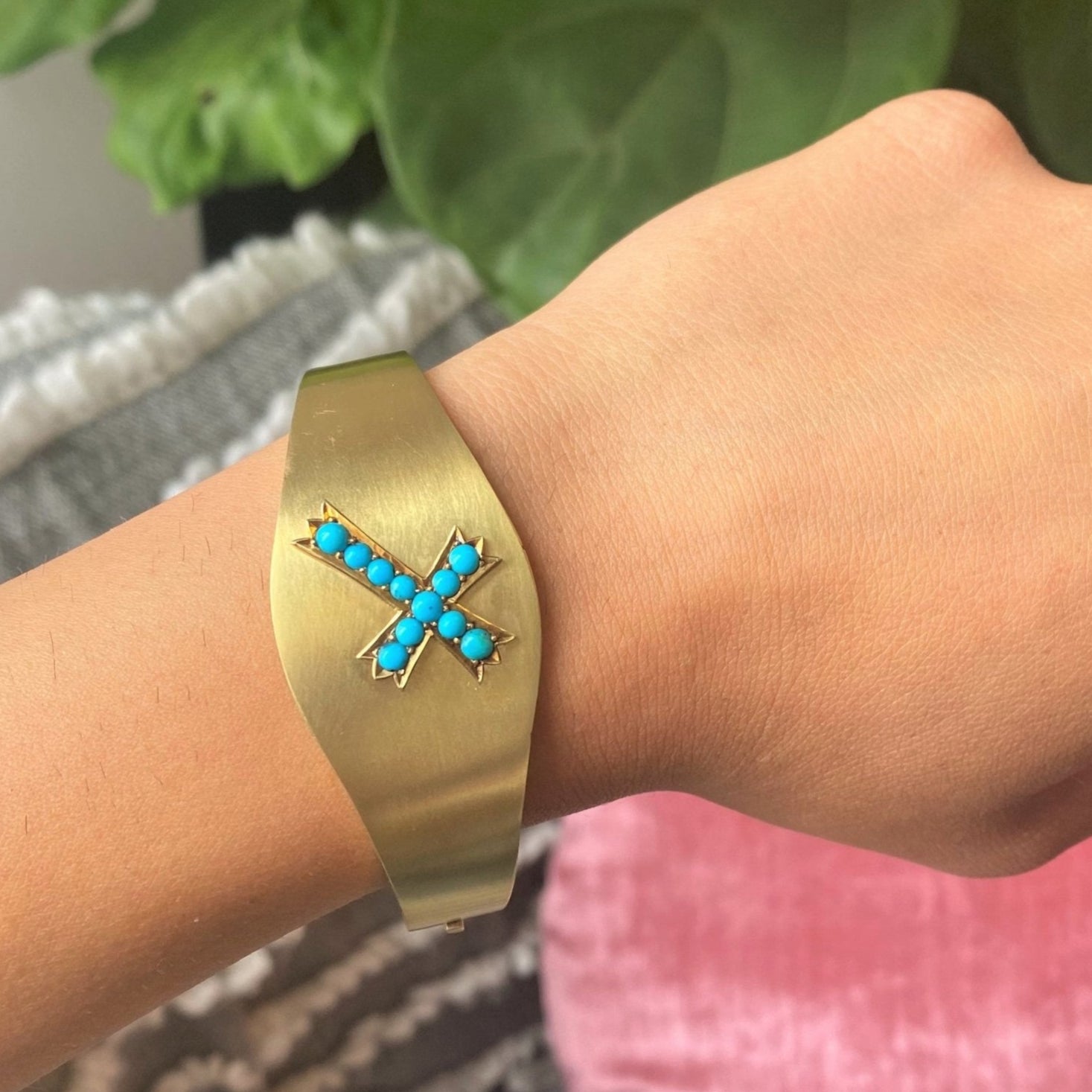 Antique Turquoise Cross Bangle