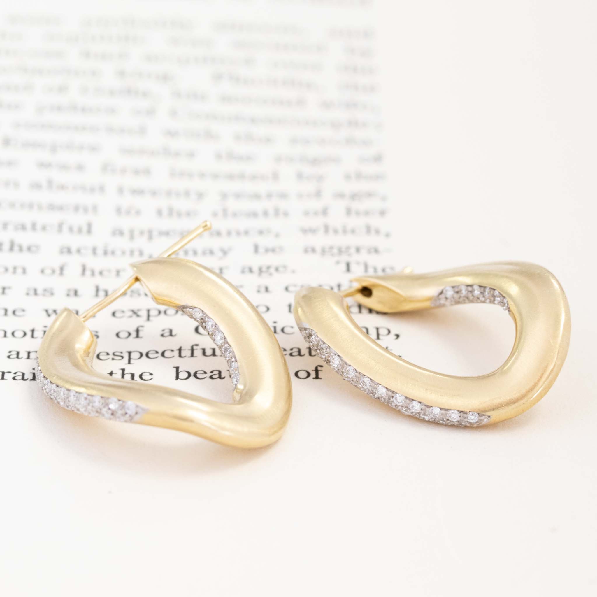 Freeform Diamond Hoop Earrings by Roberto Coin
