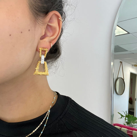 Retro Diamond Door Knocker Earrings