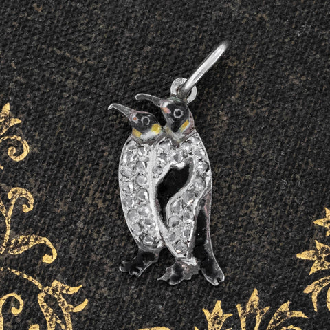 Vintage Diamond Penguins Charm