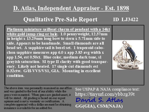 Vintage Diamond & Sapphire Sail Boat Charm