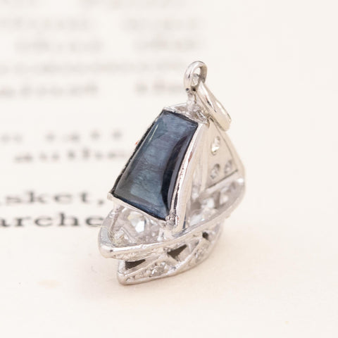 Vintage Diamond & Sapphire Sail Boat Charm