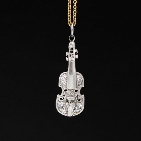 Vintage Diamond Violin Pendant/Charm