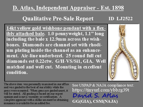 Vintage Diamond Wishbone Pendant