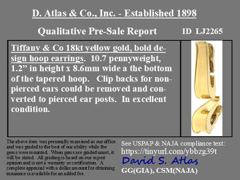 Vintage Gold Clip-on Hoop Earrings by Tiffany & Co.
