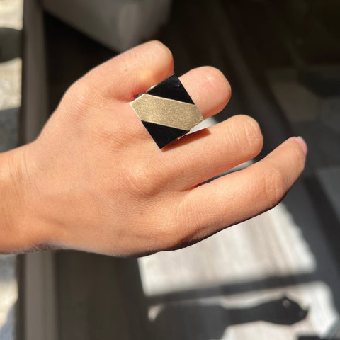 Vintage Gold & Onyx Plaque Ring by Tiffany & Co.