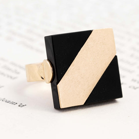 Vintage Gold & Onyx Plaque Ring by Tiffany & Co.