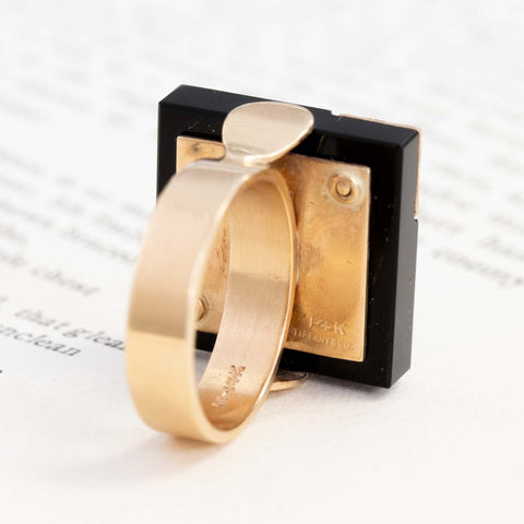 Vintage Gold & Onyx Plaque Ring by Tiffany & Co.