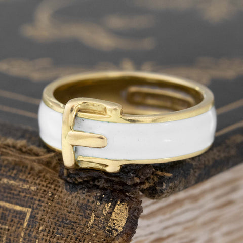 Vintage White Enamel Buckle Motif Band