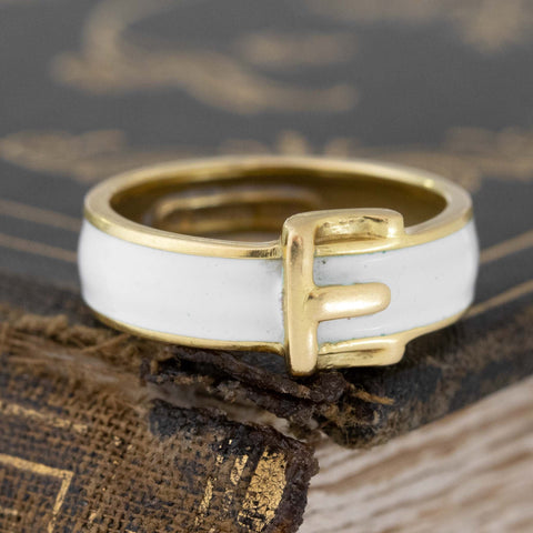 Vintage White Enamel Buckle Motif Band