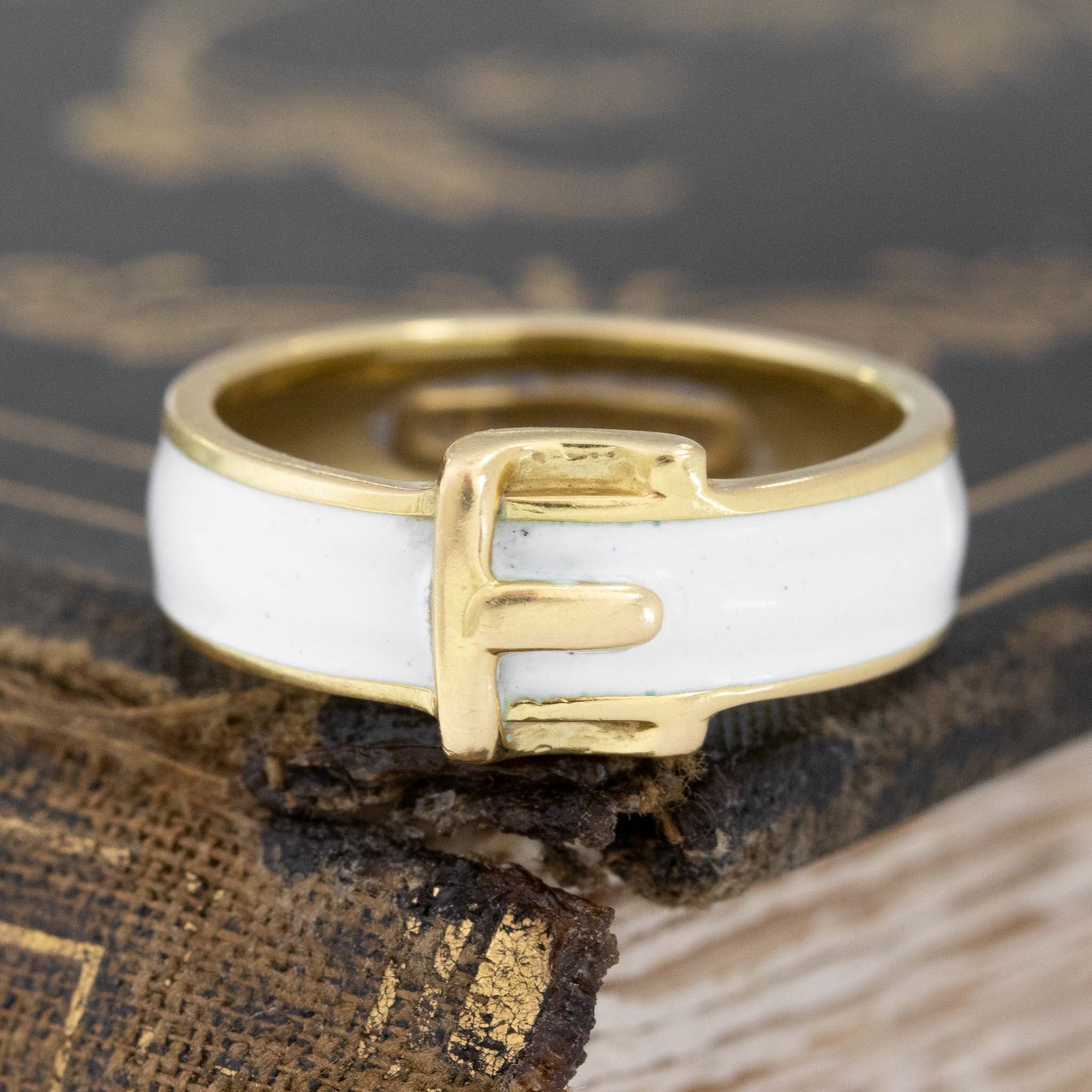 Vintage White Enamel Buckle Motif Band