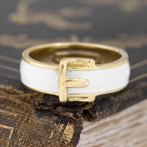 Vintage White Enamel Buckle Motif Band
